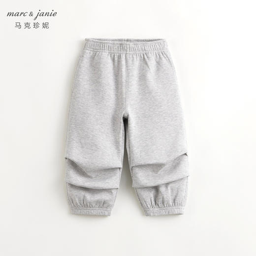 马克珍妮男女童空气层双褶运动裤束脚卫裤降落伞裤春款裤子240296 商品图2