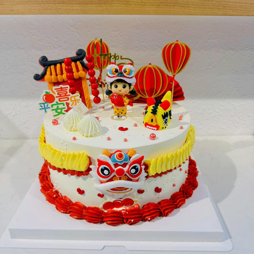 中式醒狮——男孩女孩生日蛋糕 商品图0