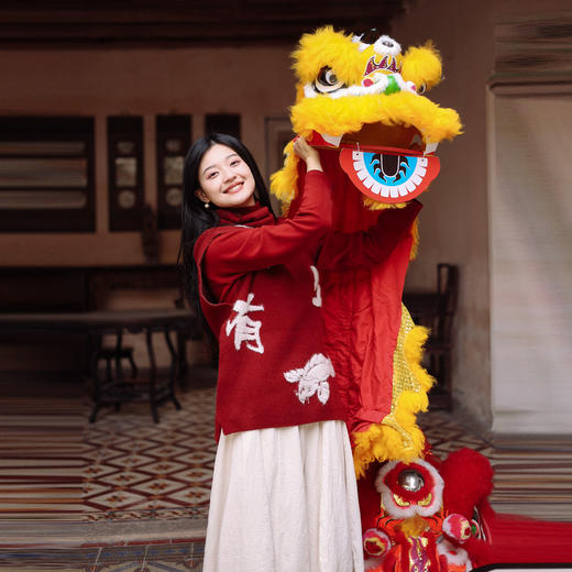 绽放011朵/【年服系列】年年有鱼提花浣熊绒高领无袖设计背心马甲 商品图0