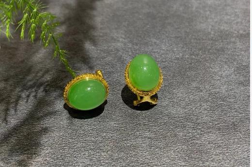 【御珠宫坊】金镶碧玉耳钉 商品图3