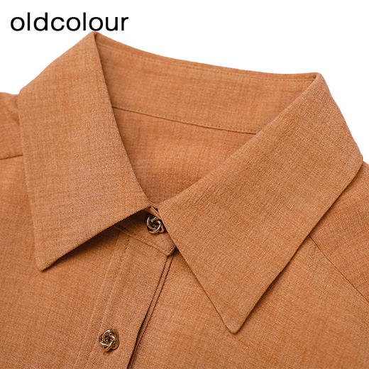 oldcolour纯色修身衬衫春季新款设计感休闲简约上衣女HO14013401 商品图4