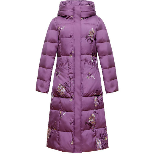 气质绣花长款棉衣冬款时尚修身保暖中老年棉服外套QYM-WPDY-HD23B61 商品图4