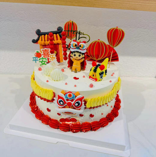 中式醒狮——男孩女孩生日蛋糕 商品图1