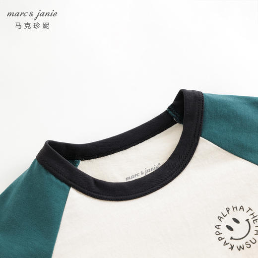 马克珍妮男女童城市户外笑脸插肩袖T恤 儿童纯棉上衣春款240155 商品图2