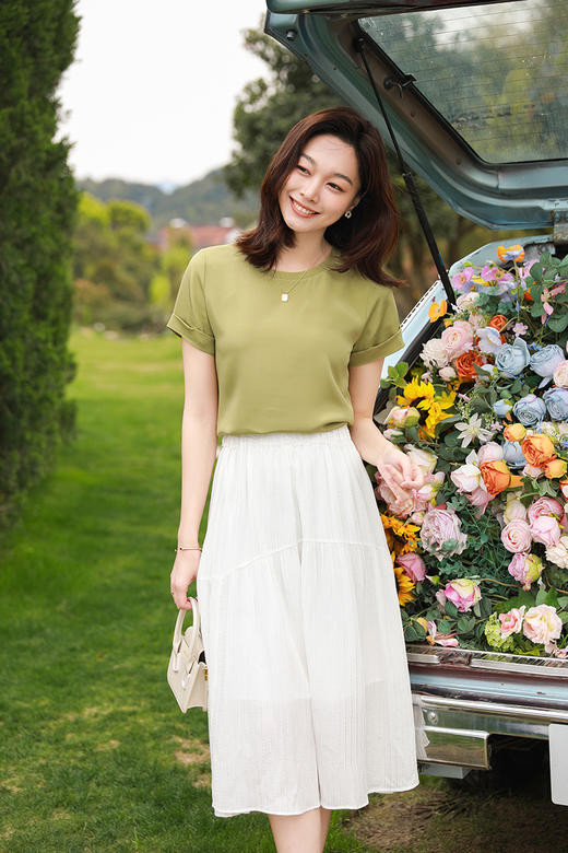 火桐hooton 设计款不规则冠乐绉半裙YT2054 商品图5