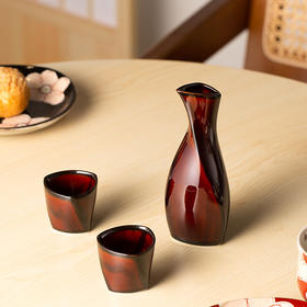【舍米蓝】日本原产大漆折目酒具三件套套装（一壶两杯）