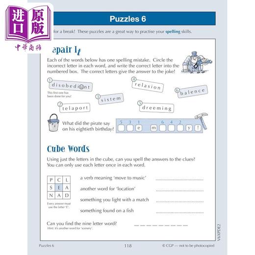 【中商原版】英国CGP 11+ CEM 10-Minute Tests: Verbal Reasoning - Ages 10-11 Book 1 (with Online Edition) 商品图4