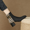 【预售5天发货】时尚个性，里外全皮拼接格纹粗跟短靴PZP-P6918 商品缩略图5