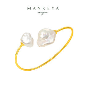 Manreya玛芮雅“塞纳河畔”金包银巴洛克珍珠手镯复古法式手链