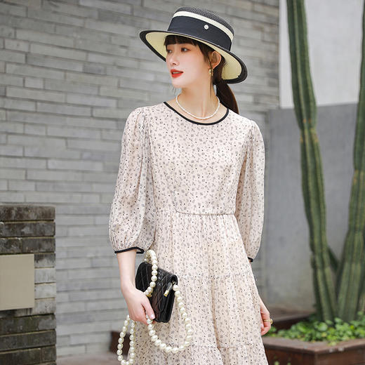 火桐hooton灯笼袖真丝连衣裙2530 商品图1