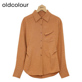 oldcolour纯色修身衬衫春季新款设计感休闲简约上衣女HO14013401
