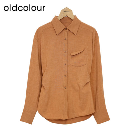 oldcolour纯色修身衬衫春季新款设计感休闲简约上衣女HO14013401 商品图0