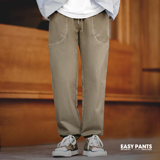 工装优选 美式休闲辑明线束脚裤设计感cityboy廓形直筒休闲裤男春 商品图4