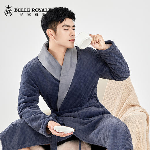 睡袍冬款男士加绒加厚绒睡衣秋冬季保暖长款浴袍JJP90019 商品图1