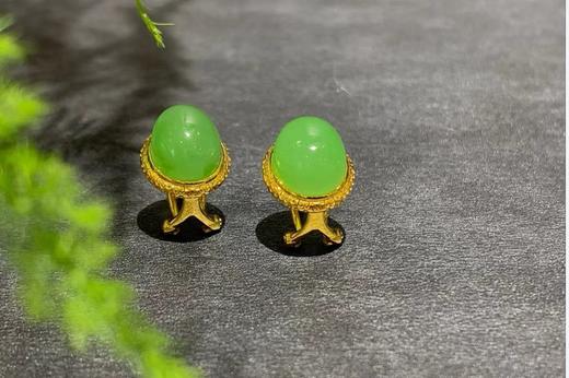 【御珠宫坊】金镶碧玉耳钉 商品图0
