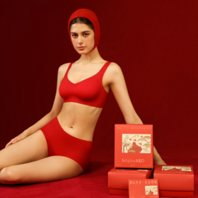 素肌良品 红色内衣套装 红色无痕文胸礼盒 MX208【该商品不支持用券】