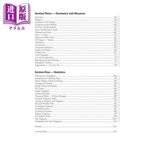 【中商原版】英国原版CGP教辅 WJEC GCSE 数学考试练习手册中级包括答案​​WJEC GCSE Maths Exam Practice Workbook Intermed 商品图2