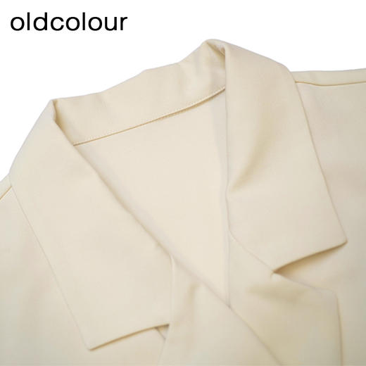 oldcolour纯色简约连衣裙春季新款设计感西装领长裙女DO13103721 商品图4