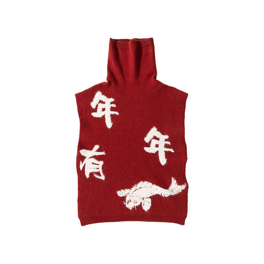 绽放011朵/【年服系列】年年有鱼提花浣熊绒高领无袖设计背心马甲 商品图3