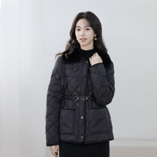 火桐hooton 高定系列 真毛领短款腰带羽绒服WT9679 商品图1