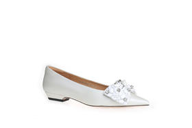 豪麟名鞋奥莱迪嘉女鞋平底鞋珠光牛皮革DJYYA41WP005白色  原价1660元