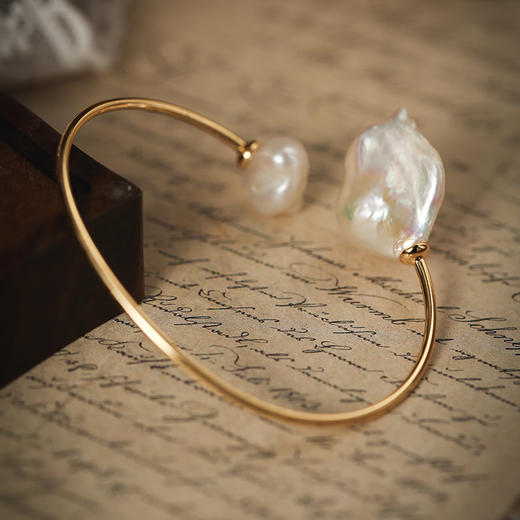 Manreya玛芮雅“塞纳河畔”金包银巴洛克珍珠手镯复古法式手链 商品图2