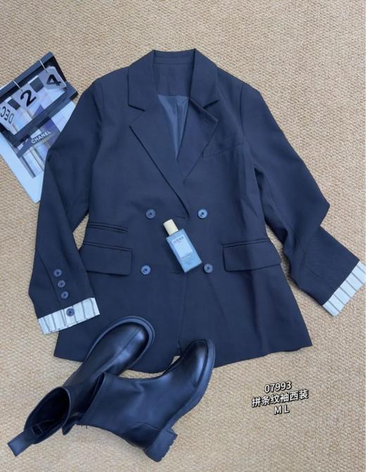 07993#拼条纹袖西装 商品图0