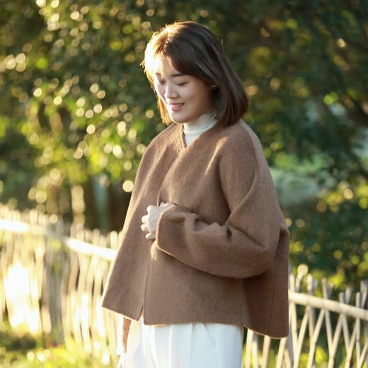 火桐hooton 高定系列 V领宽松小骆马绒无扣双面呢3383 商品图2