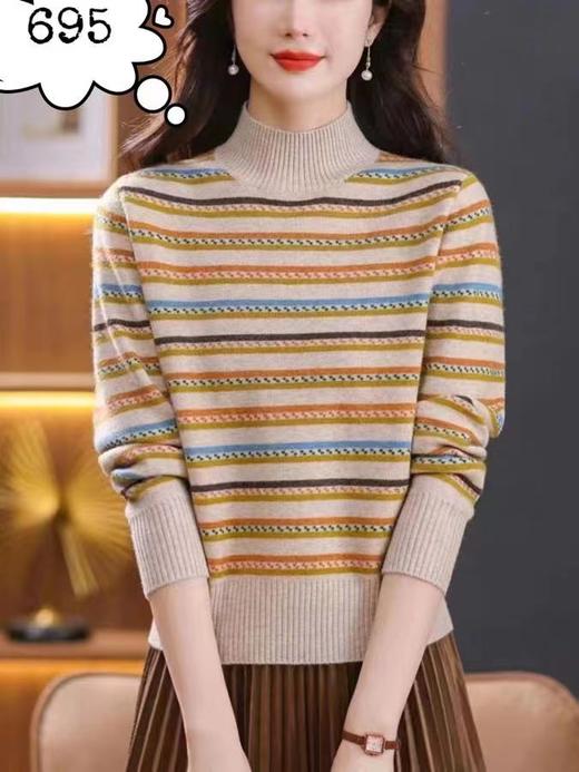 女彩条针织衫695 商品图0
