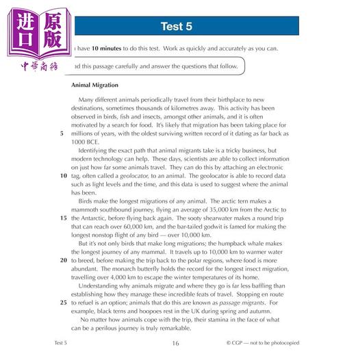 【中商原版】英国CGP 11+ CEM 10-Minute Tests: Verbal Reasoning - Ages 10-11 Book 1 (with Online Edition) 商品图2
