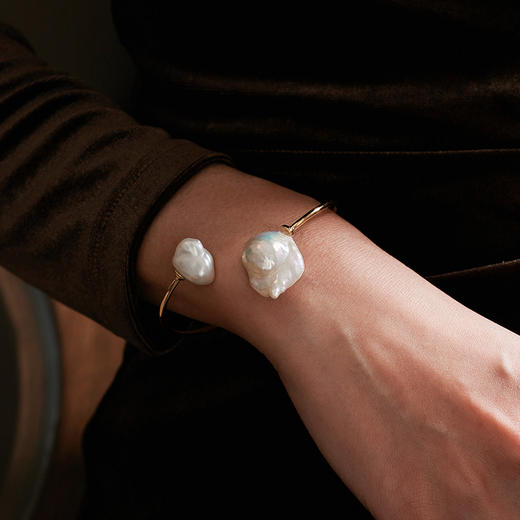 Manreya玛芮雅“塞纳河畔”金包银巴洛克珍珠手镯复古法式手链 商品图10