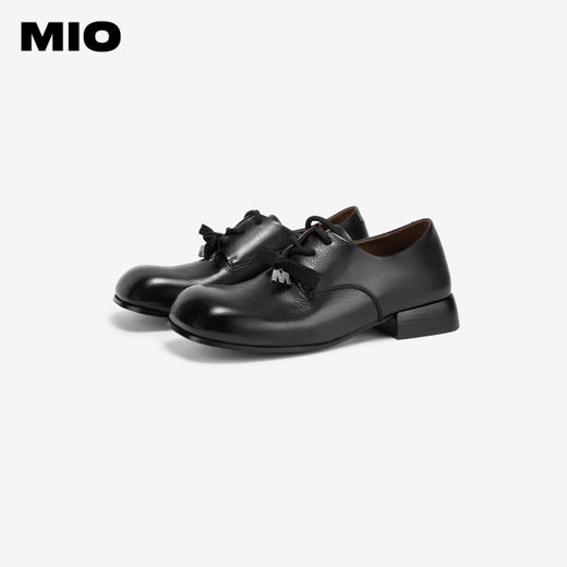 MIO米奥春季纯色粗低跟牛津鞋复古学院风系带休闲女鞋M241525911 商品图3
