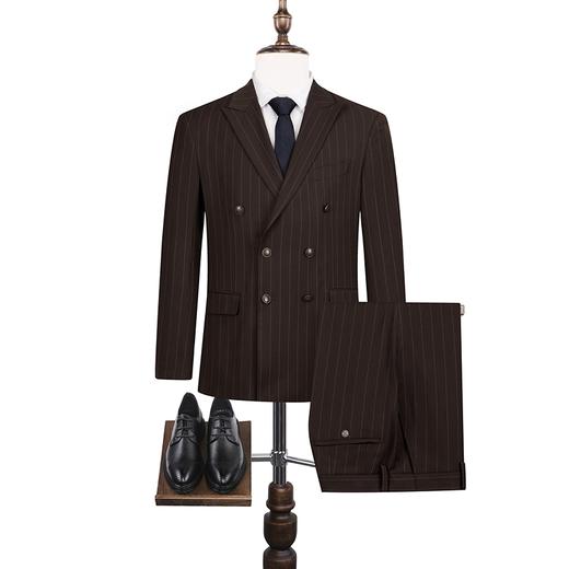 柒牌男士条纹西服套装男春季新款商务双排扣职业西装结婚新郎礼服	126C71000 商品图4