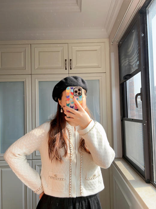 12-2渠道圆正 真香 手工皮穿链条 25支双股纯羊绒 针织开衫 商品图11