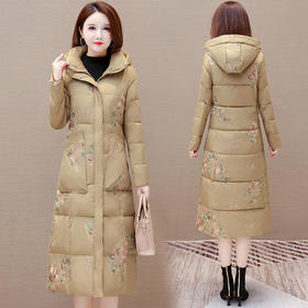 气质绣花长款棉衣冬款时尚修身保暖中老年棉服外套QYM-WPDY-HD23B61
