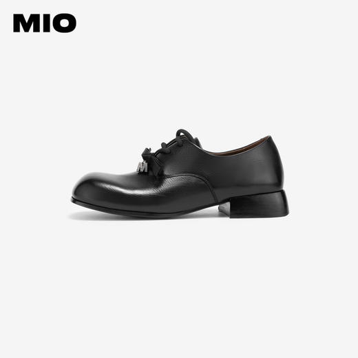 MIO米奥春季纯色粗低跟牛津鞋复古学院风系带休闲女鞋M241525911 商品图1