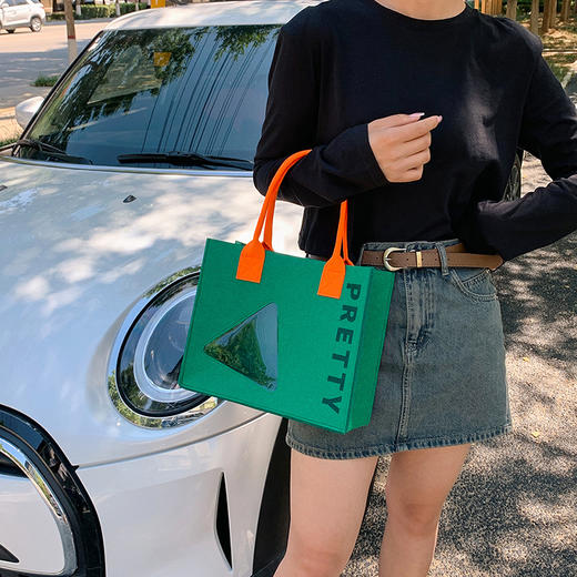 「颜值派！19.9元包邮」网红毛毡包人民邮政毛毡手提包 大容量手提袋托特包伴手礼品袋箱包 商品图3