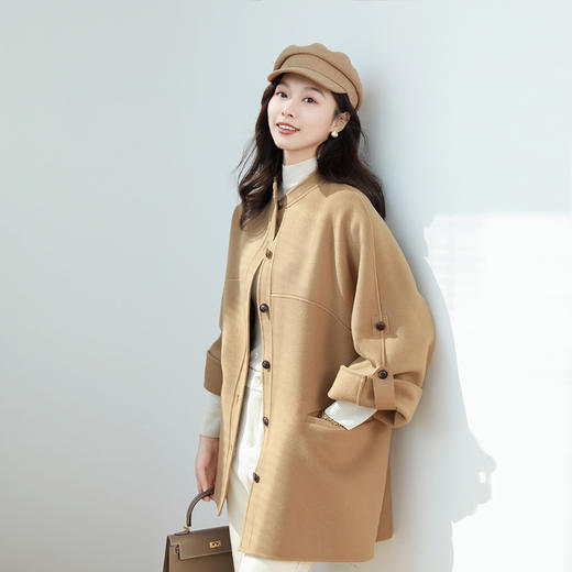 火桐hooton 铂金系列 30绒双面双色羊皮扣箱型大衣外套3409 商品图7