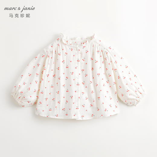 马克珍妮女童花边立领满印衬衫儿童纯棉衬衣上衣春装新款240106 商品图1