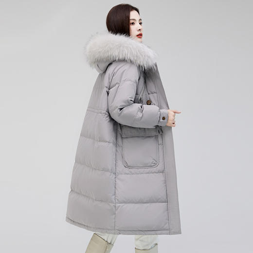加厚宽松休闲过膝貉子毛可拆卸长款羽绒服HR-WL86269 商品图1