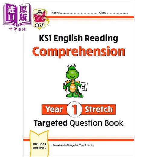 【中商原版】英国原版CGP教辅 New KS1 English Challenging Reading Comprehension 新 KS1 英语读阅读理解1年级延伸 含答案 商品图0