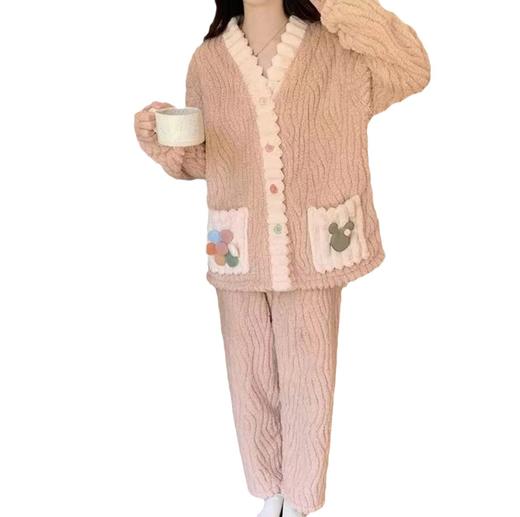 【瑜伽生活家】「卡哇伊款！法兰绒睡衣」秋冬季连帽家居服套装 睡袍加厚保暖长袖长裤仙女风可外穿家居服上衣下装保暖内衣 商品图4