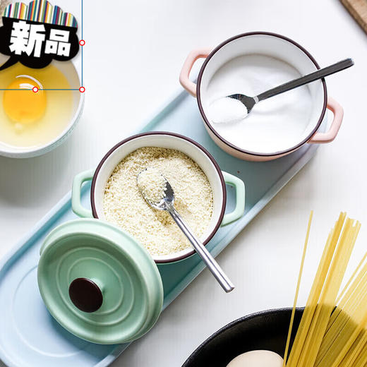 马卡龙色陶瓷调料罐家用调味盒调味罐黄色单只250ml（不带底座） 商品图1