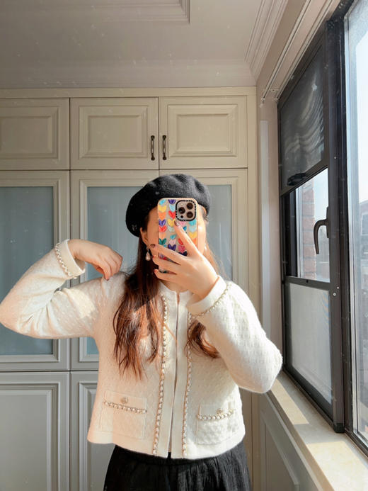 12-2渠道圆正 真香 手工皮穿链条 25支双股纯羊绒 针织开衫 商品图10