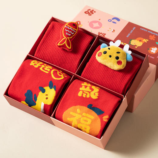 【经典正红，好运加身！】龙年红色袜子女士大红袜本命年礼物，情侣新年棉袜中筒袜结婚男礼盒，天然棉面料 甄选柔软阳光棉！ 商品图14