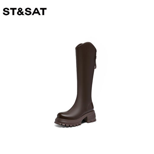 星期六经典简约厚底骑士靴SS34117I84 商品图2