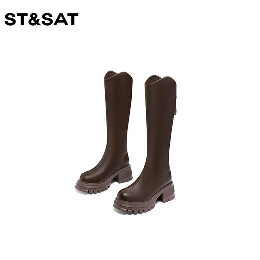 星期六经典简约厚底骑士靴SS34117I84 商品图4