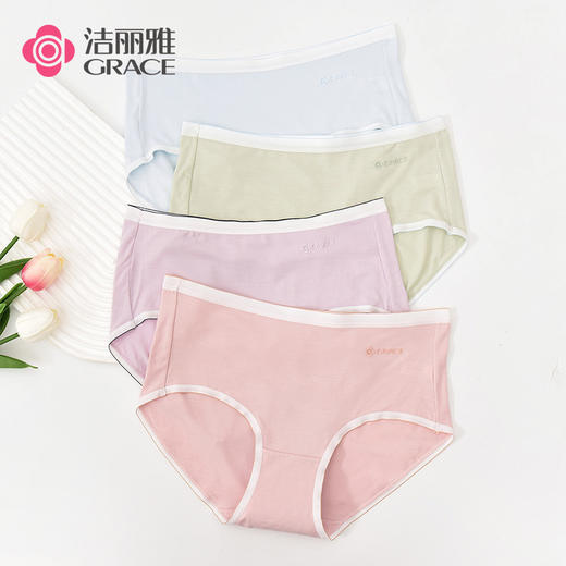 洁丽雅4条装女士内裤日系短裤头中腰新款甜美简约女生内裤女 商品图1