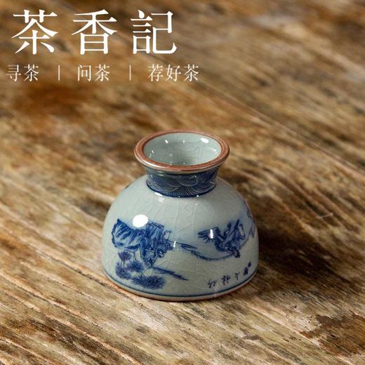 茶香记 陶泥青花竹林七贤高足杯 仿古器 古拙质朴 大气端庄 商品图3