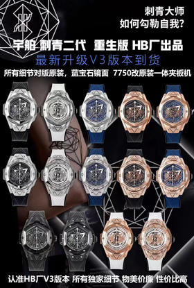 NOOB  FACTORY 宇舶(恒宝)HUBLOT全新Big Bang Sang Bleu II 刺青腕表  再次与知名刺青工作室Sang Bleu合作，推出又款利用几何图形巧妙构思的刺青ll腕